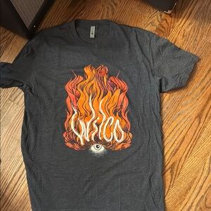 Wilco the band Charcoal T-Shirt with Eye and Flame Design
